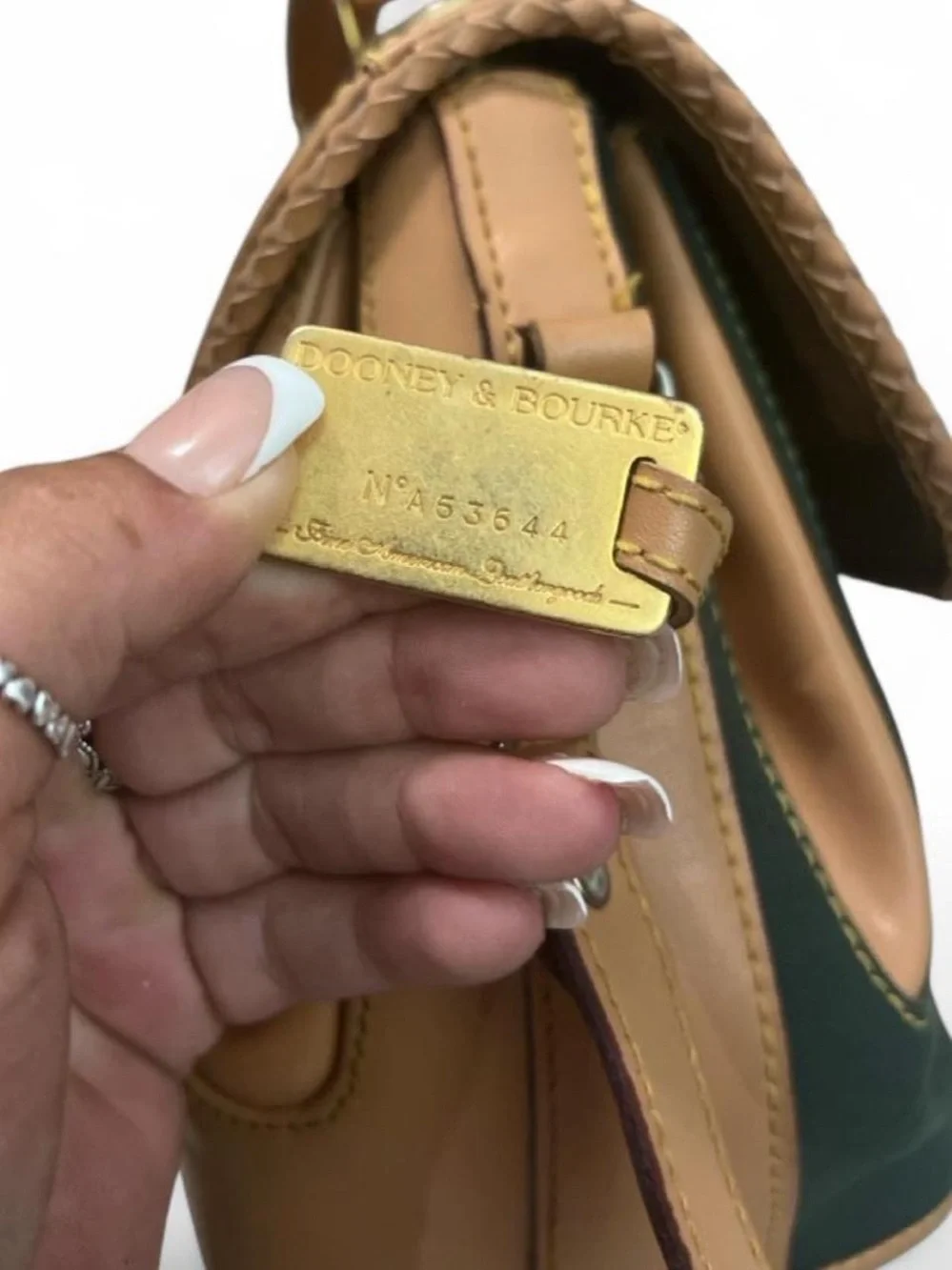 Dooney and Bourke Green and Tan Women's Top-Handle Satchel